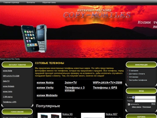 Интернет-магазин - Копии Телефонов Nokia, Iphone, Sony Ericsson...