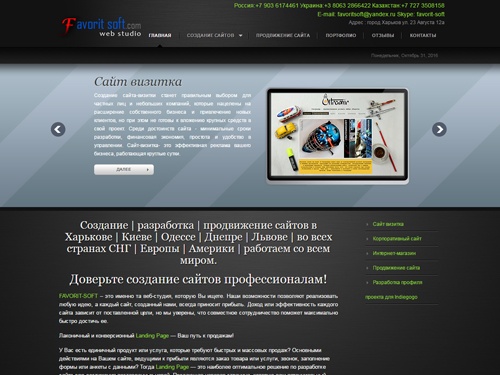 Web-студия Favorit Soft - разработка сайтов в Харькове, Киеве, seo продвижение, контекстная реклама сайтов, создание интернет магазинов.