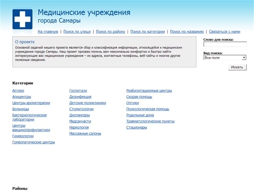 Каталог медицинских учреждений города Самары