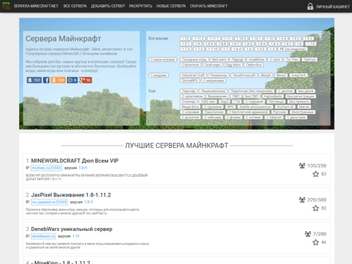 Сервера Майнкрафт - ip адреса, мониторинг и топ серверов Minecraft