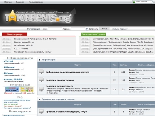 Главная :: BitTorrent трекер T-Torrents.org
