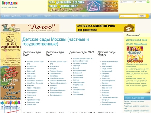 Детские сады Москвы (частные и государственные) - отзывы, рейтинги, адреса и телефоны.