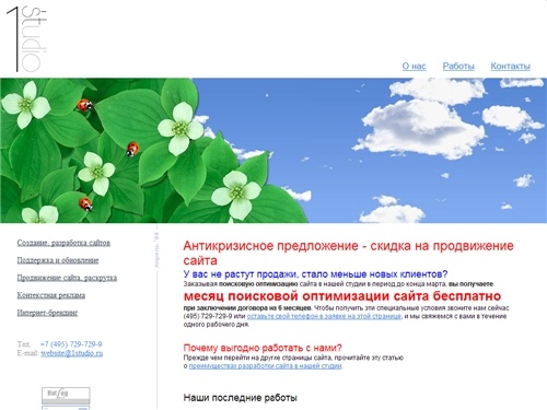 Web-дизайн, создание и разработка сайтов - 1Studio.ru - продвижение, раскрутка, поисковая оптимизация, SEO, поддержка и обновление веб сайтов