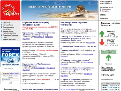 Дилинговый центр МИФИ. Обучение Forex (Форекс), стратегии и рынок Форекс. Торговые системы. Доверительное управление Форекс