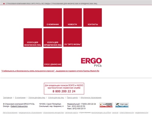 Страхование автомобилей (автострахование), ДМС, страхование ответственности, имущества и рисков - СК ЭРГО Русь