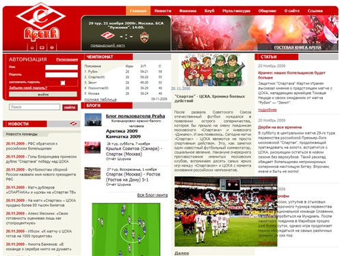 FcSpartak.ru - сайт о Футбольном Клубе 