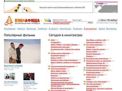 Киноафиша Санкт-Петербурга — все о кино и кинотеатрах Петербурга. Фильмы Петербурга и афиша кинотеатров