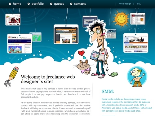 Freelance web designer. Web development. Maintenance. Web support. SEO. SMM. SMO. Web hosting