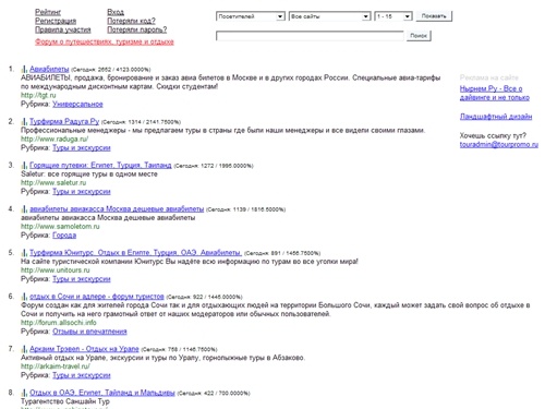 Рейтинг туристических фирм России - TourPromo.Ru - Главная - Все сайты